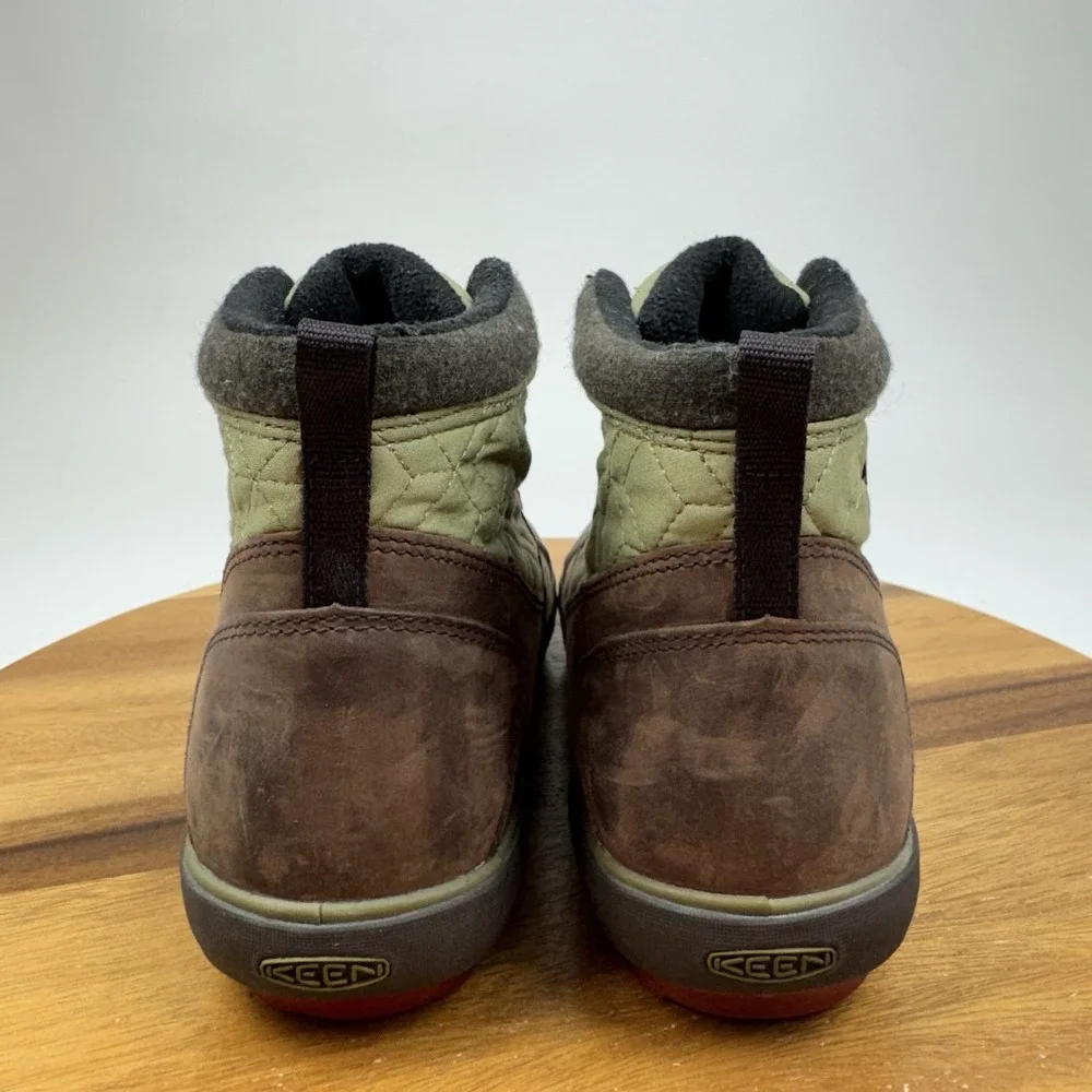 Womens Keen Elsa II Brown Leather Warm Quilted Winter Ankle Boots Size 9 M